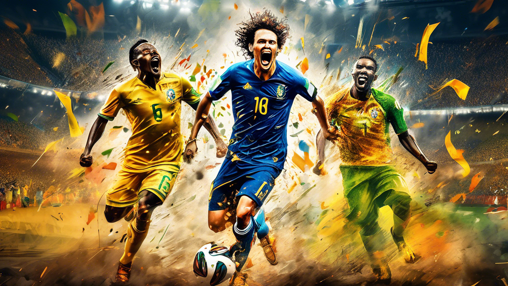 A captivating image that embodies the electrifying atmosphere and global passion of the FIFA World Cup, showcasing the frenzy and excitement it creates amo